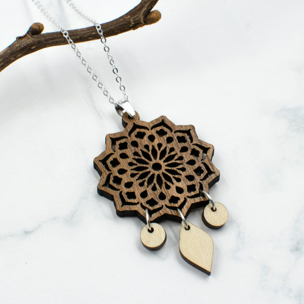 Mandala Wood Necklace