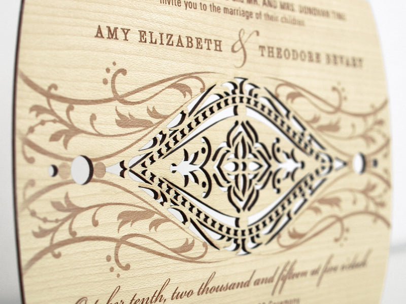 Engraved Wood Wedding Invitations
