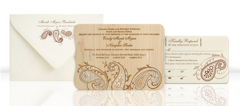 Paisley Wood Luxury Wedding Invitations