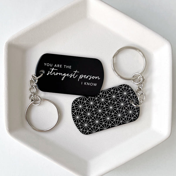 Strong Person Black Keychain Support Gift