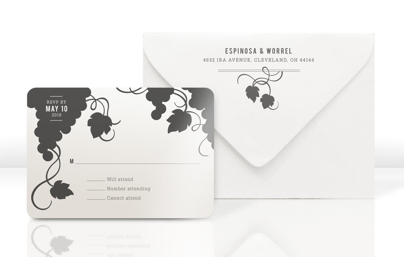 Wedding Invitation RSVP Card and Envelope for Wine Invitation