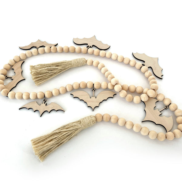 Wood Beaded Garland with Bats