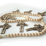 Wood Beaded Garland with Crosses