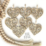 Heart Charms with Beaded Wood Garland