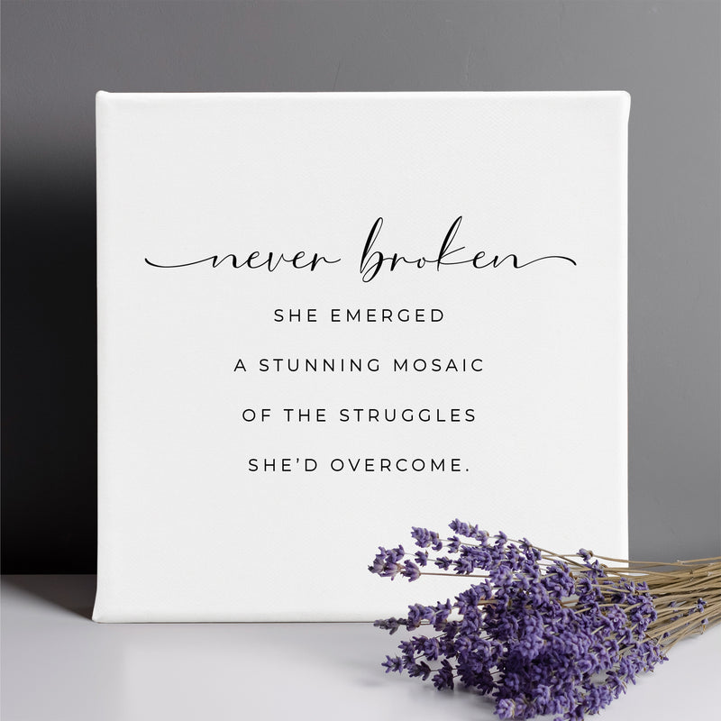 Never Broken Canvas Print for Divorce Support