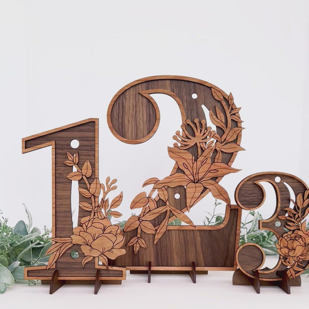 Video of Floral Table Numbers for Weddings