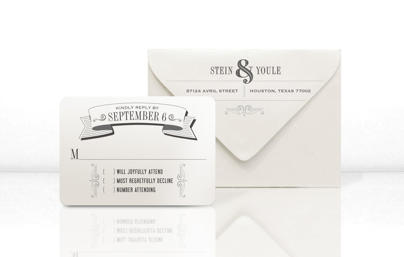 Wedding Invitation RSVP Card and Envelope for Ampersand Invitation