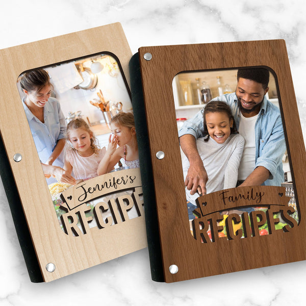Personalizable Recipe Book with Wood Cover