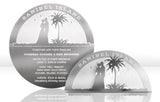 Silver Metal Wedding Invitation with Beach and Palm Tree