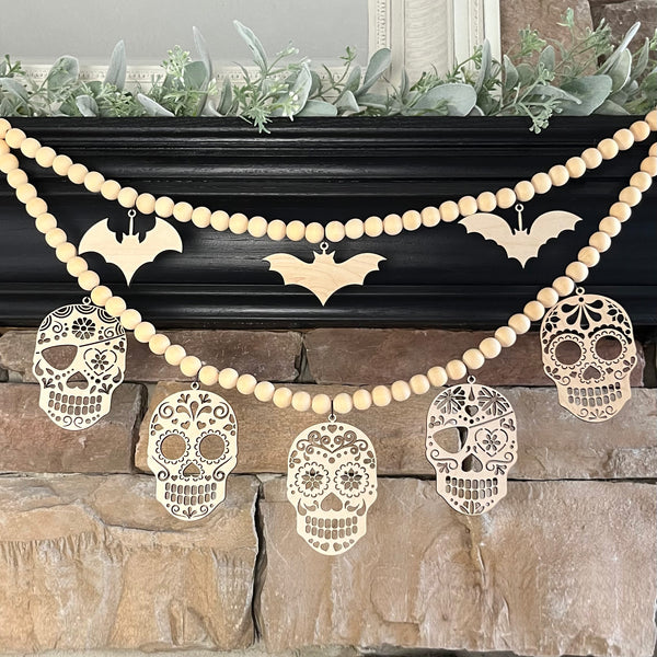 Bat and Candy Skull Halloween Decor