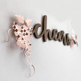 Cheers Home Bar Wall Art with Rose Gold Metal Accents