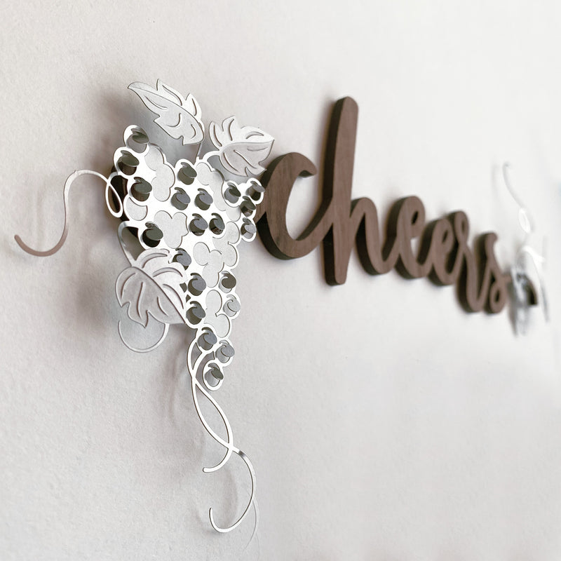 Cheers Bar Wall Art with Silver Metal Accents