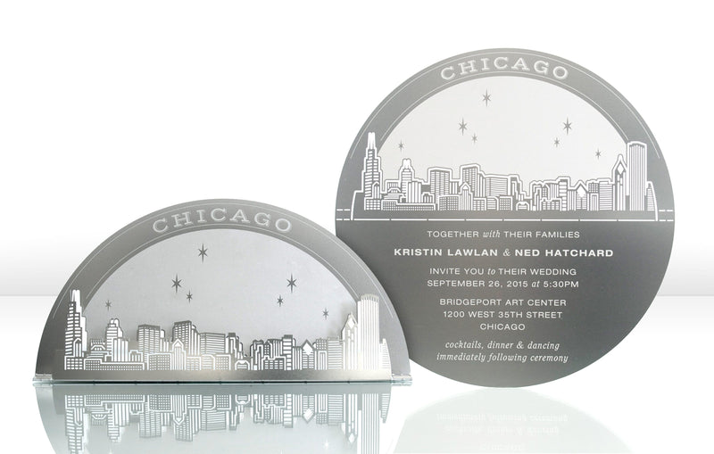 Chicago Skyline Metal Invitation