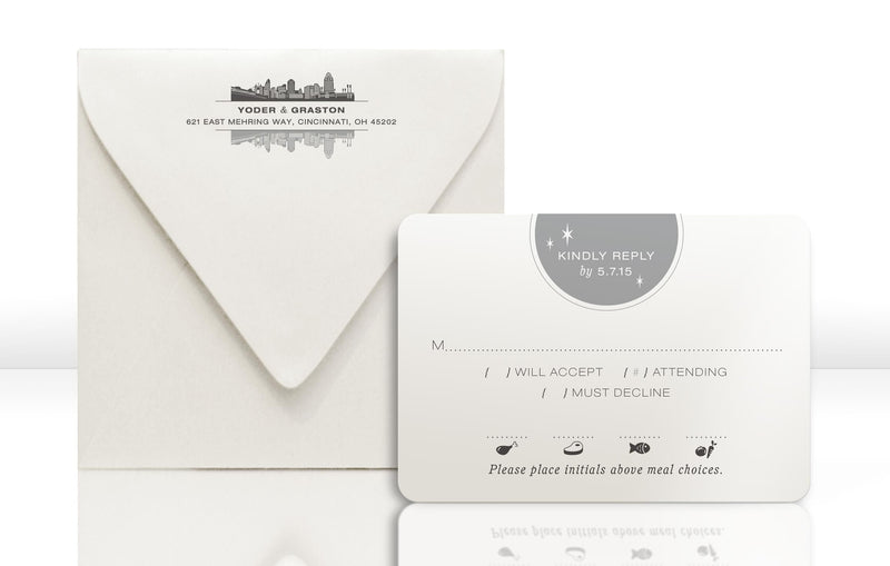 Wedding Invitation RSVP Card and Envelope for Cincinnati Invitation
