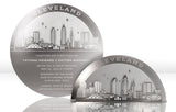 Silver Metal Wedding Invitation with Cleveland Skyline