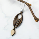 Curved Chevron Two-Tone Hardwood and Silver Necklace