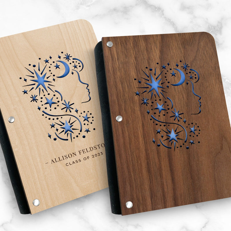 Personalized Dream Journal with Wood Cover and Engraved Name