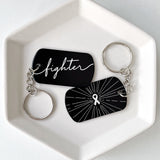 Black Ribbon Fighter Cancer Support Keychains