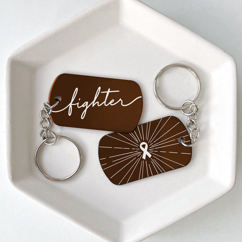 Brown Ribbon Fighter Cancer Support Keychains