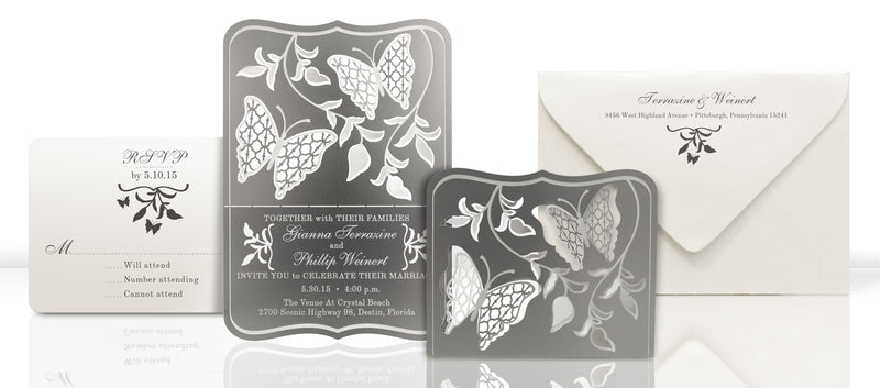 Real Metal Invitations with Garden Theme