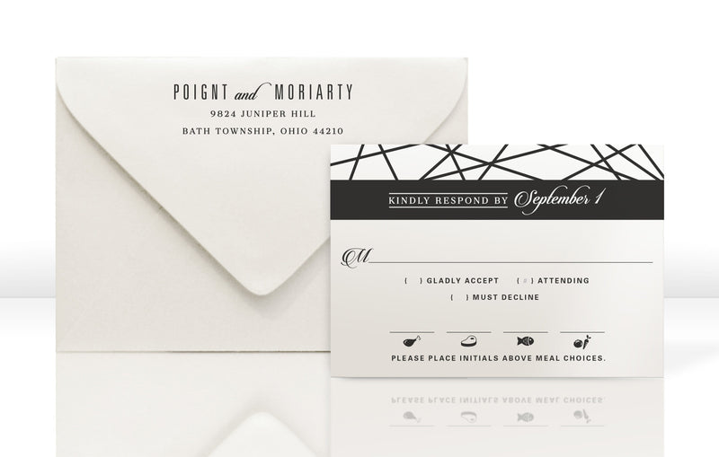 Wedding Invitation RSVP Card and Envelope for Modern Geometric Invitation