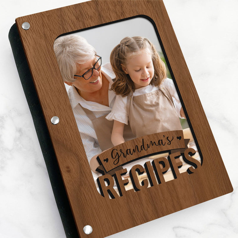 Grandma's Recipe Book with Wood Cover
