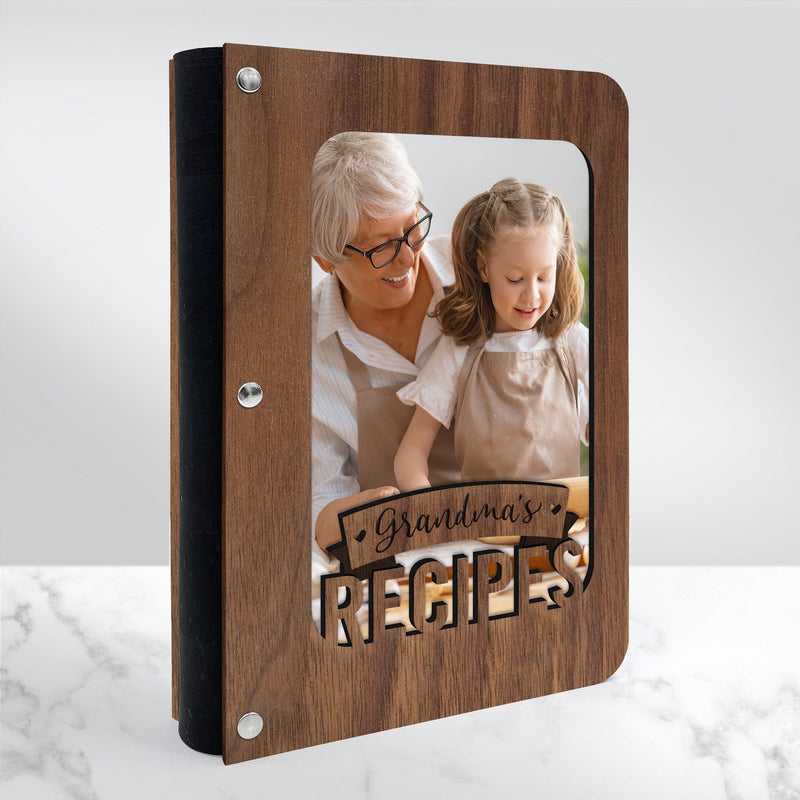 Grandma's Recipe Book with Wood Cover Gift for Grandma