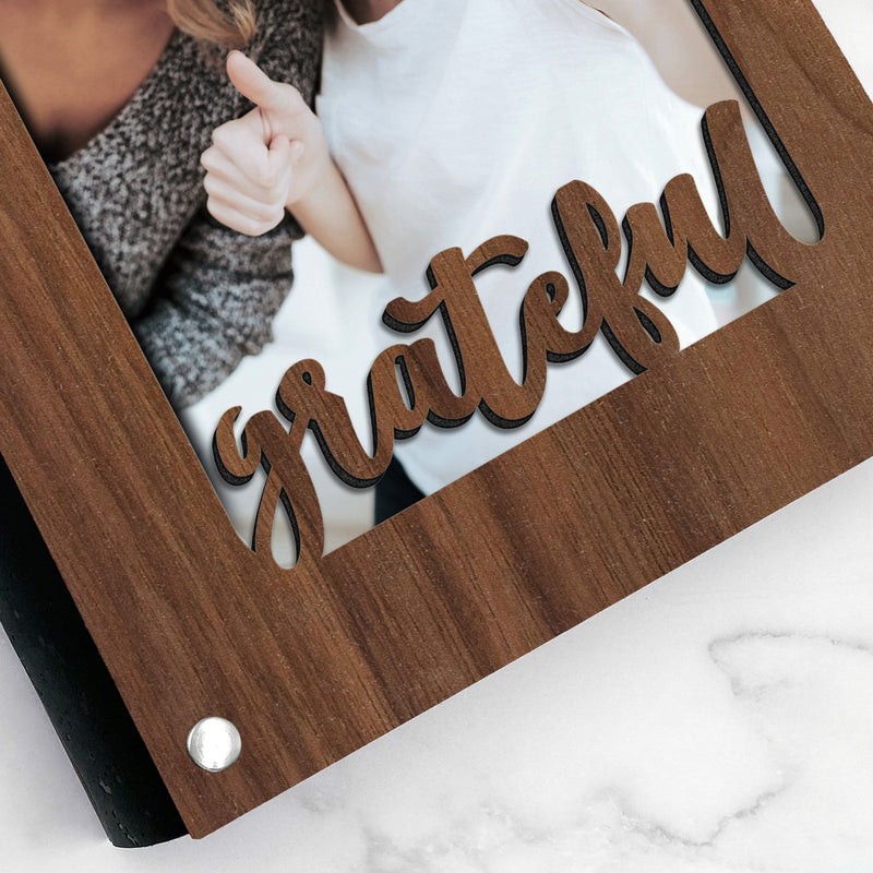 "Grateful" Hardwood Photo Journal - Personalizable