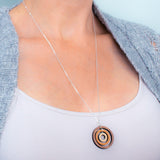Circles Wood Necklace with Silver 24" Chain