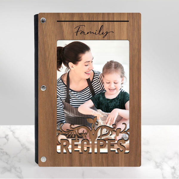 Family Recipe Book with Walnut Wood Cover