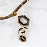 Hexagon Two-Tone Hardwood and Silver Necklace