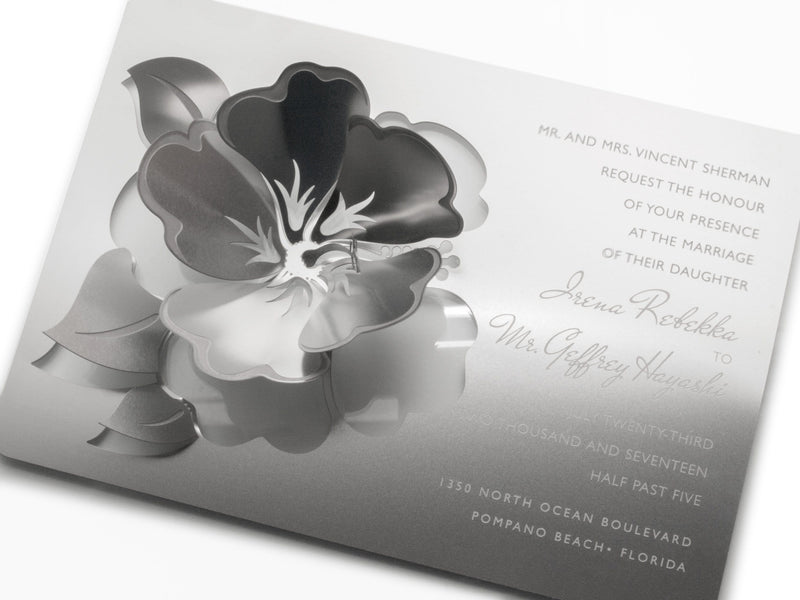3D Flower Wedding Invitations Made from Metal