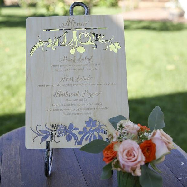 Off the Beaten Path: Wood Menu Signs for a Formal Outdoor Dinner