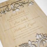 Wood Wedding Menu Sign with Engraving