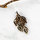 Leaves Two-Tone Hardwood and Silver Necklace