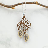 Leaves Two-Tone Hardwood and Silver Necklace