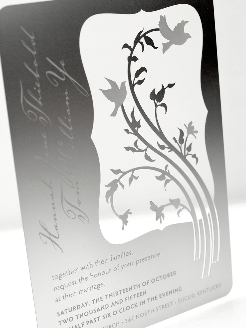 Engraved Metal Nature Wedding Invitation