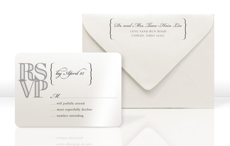 Wedding Invitation RSVP Card and Envelope for Love Invitation