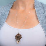 Mandala Two-Tone Hardwood and Silver Necklace