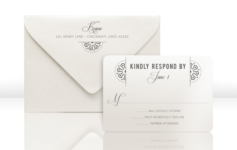 Wedding Invitation RSVP Card and Envelope for Floral Invitation