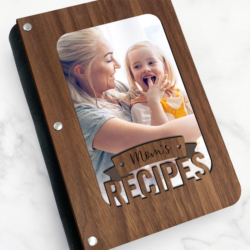 Handmade Mom's Recipe Book with Wood Cover