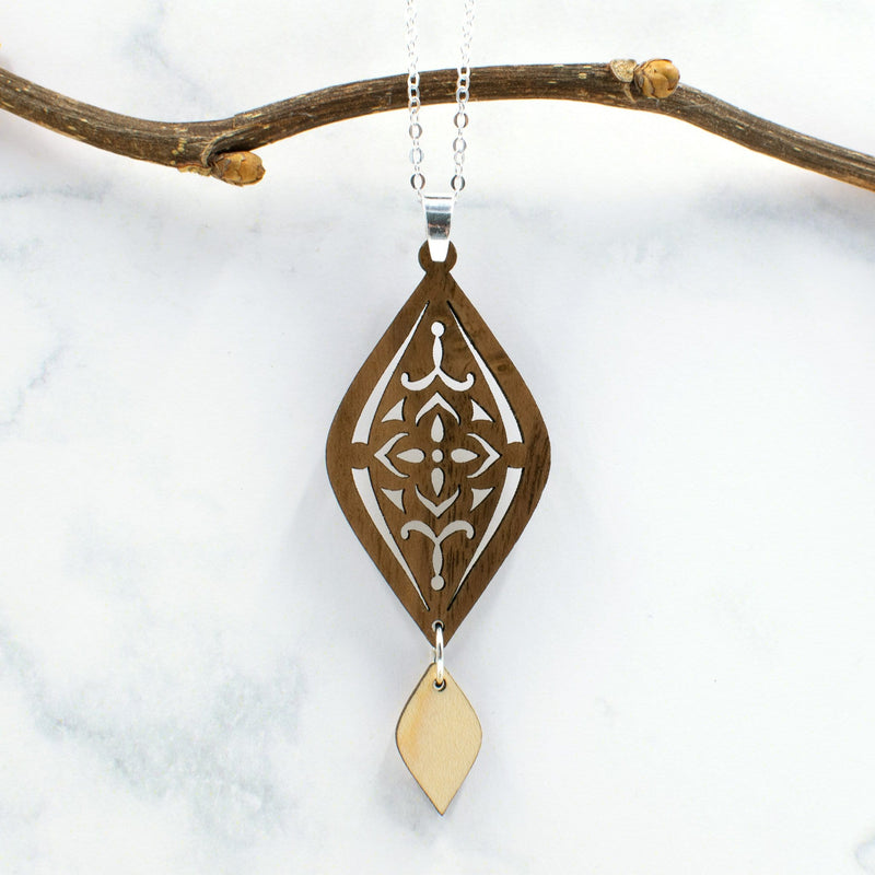 Moroccan Two-Tone Hardwood and Silver Necklace