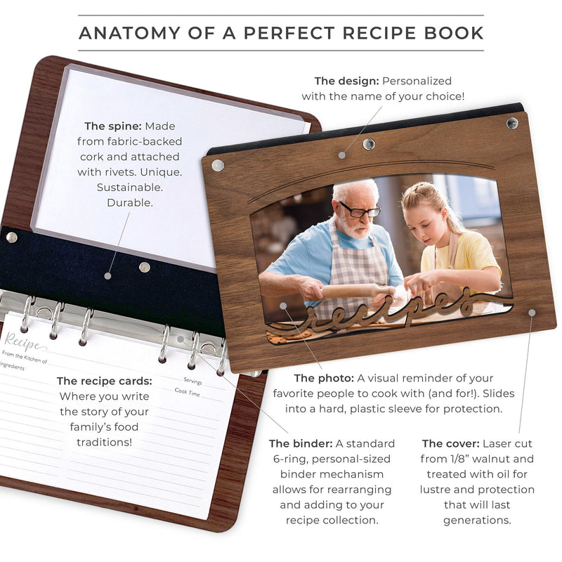 Arc Design Hardwood Photo Recipe Book - Personalizable