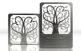Silver Metal Wedding Invitation with Tree of Life Design