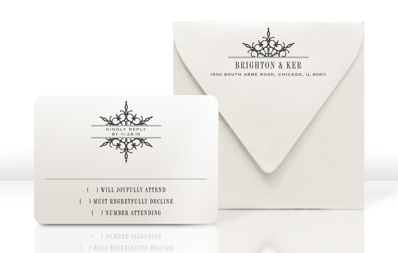 Wedding Invitation RSVP Card and Envelope for Snowflake Invitation
