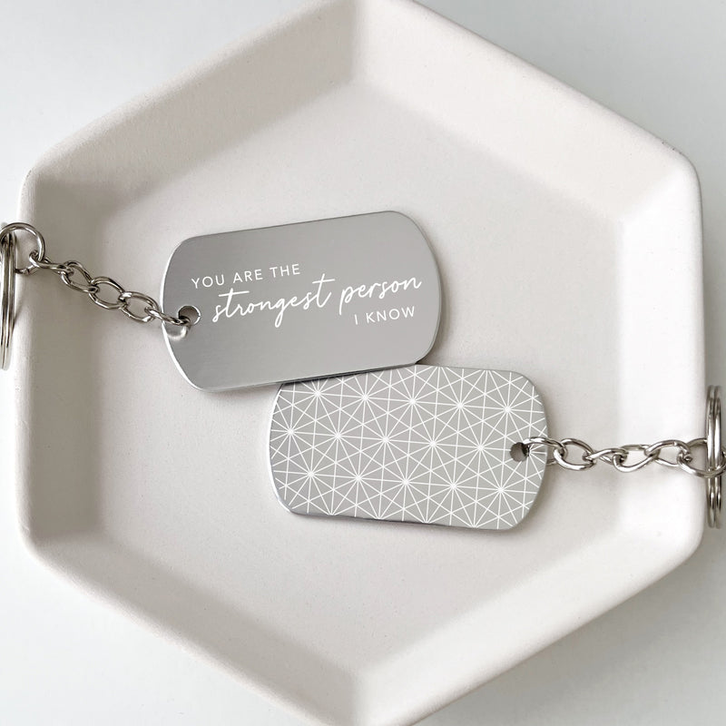 Strong Person Silver Keychain Cancer Support Gift