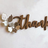 Thankful Wall Art Wood with Metal Flowers