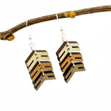 Three Arrows Three-Tone Wood Dangle Earrings for Down Syndrome Support