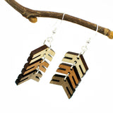 Tri-Color Wood Three Arrows Down Syndrome Earrings