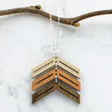 Three Arrows Three-Tone Hardwood and Silver Necklace for Down Syndrome Support